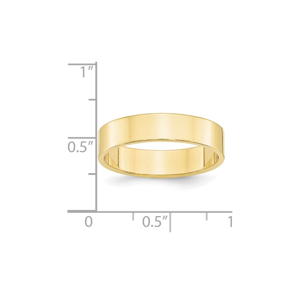 10k Yellow Gold 5mm Lightweight Flat Wedding Band Size 10.5