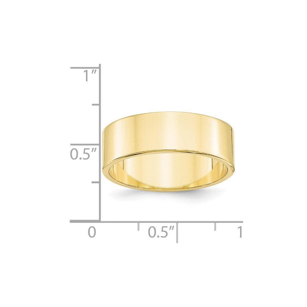 10k Yellow Gold 7mm Lightweight Flat Wedding Band Size 11.5