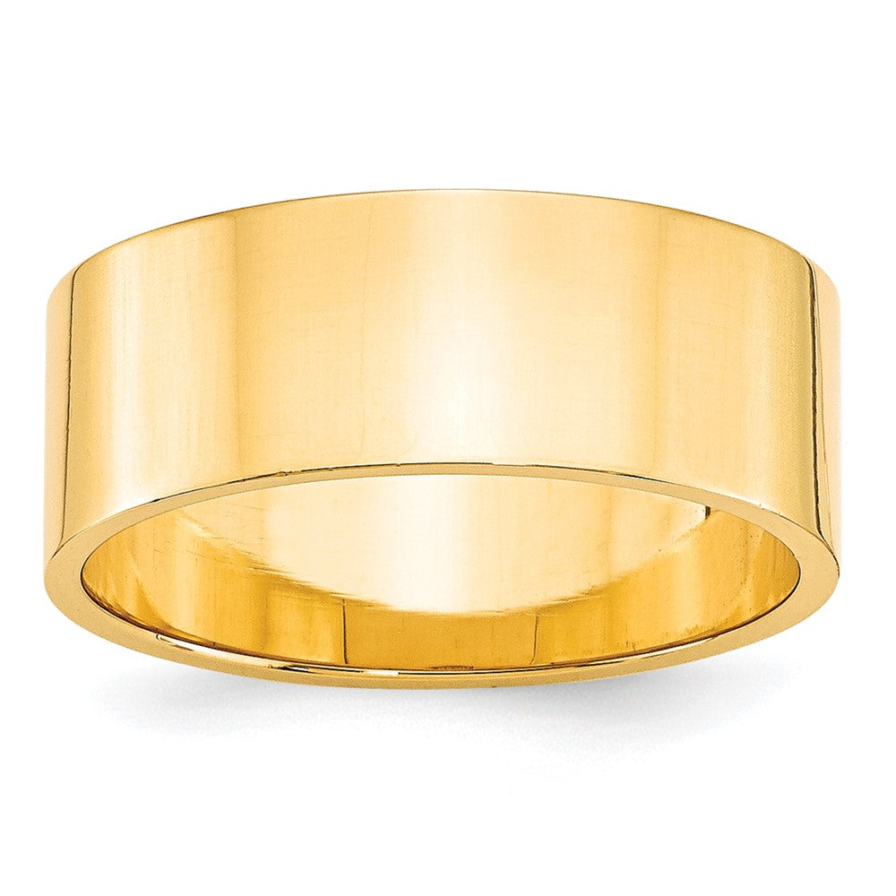 10k Yellow Gold 8mm Lightweight Flat Wedding Band Size 5.5