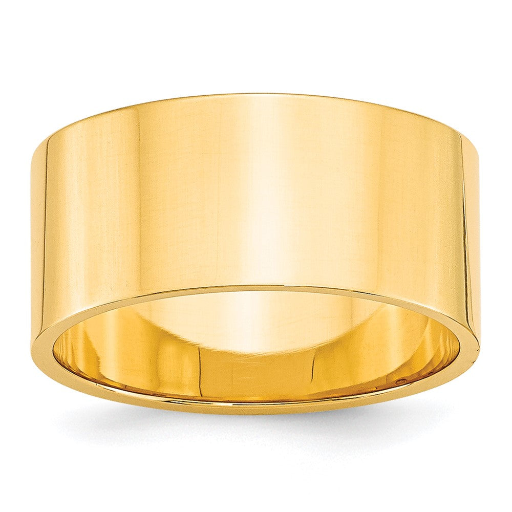 10k Yellow Gold 10mm Lightweight Flat Wedding Band Size 6