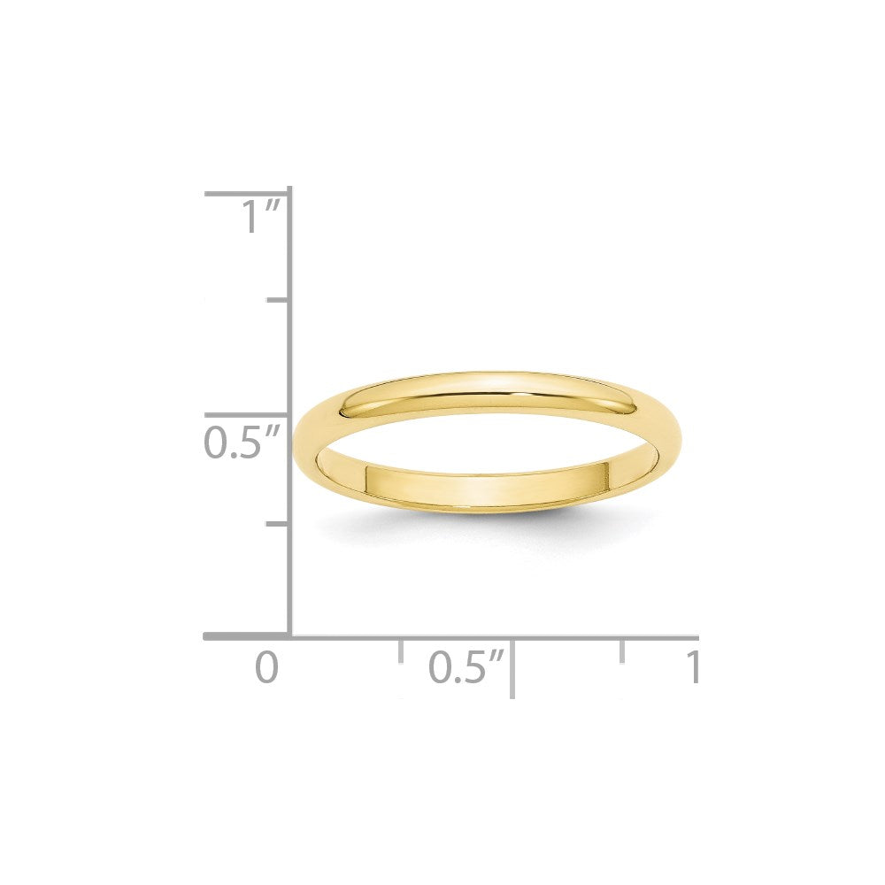 10k Yellow Gold 2.5mm Half Round Wedding Band Size 5.5