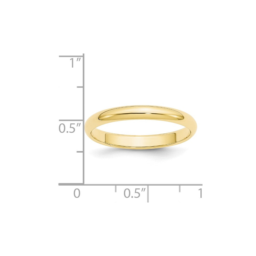 10k Yellow Gold 3mm Half Round Wedding Band Size 4.5