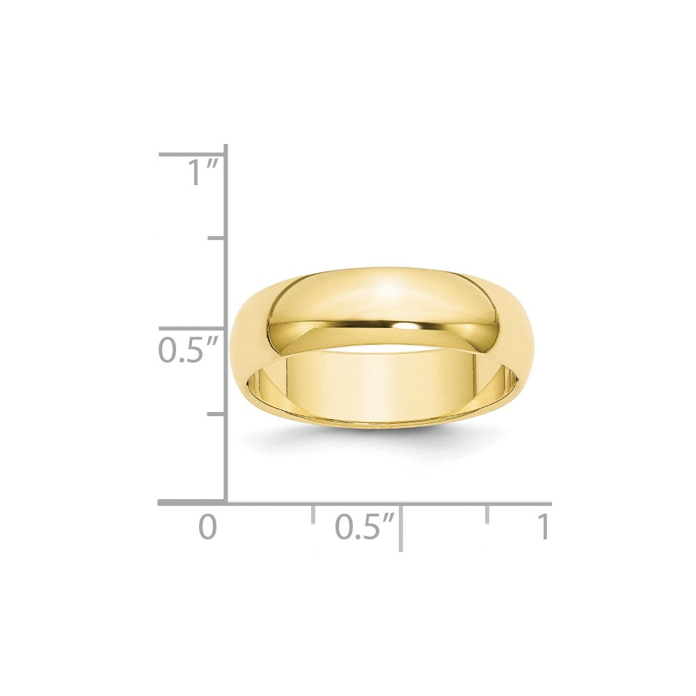 10k Yellow Gold 6mm Half Round Wedding Band Size 11.5