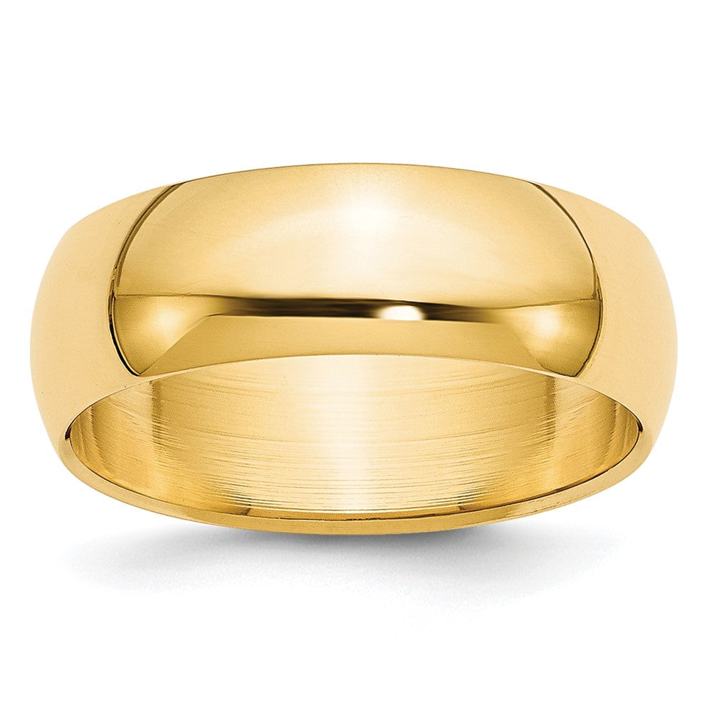 10k Yellow Gold 7mm Half Round Wedding Band Size 8