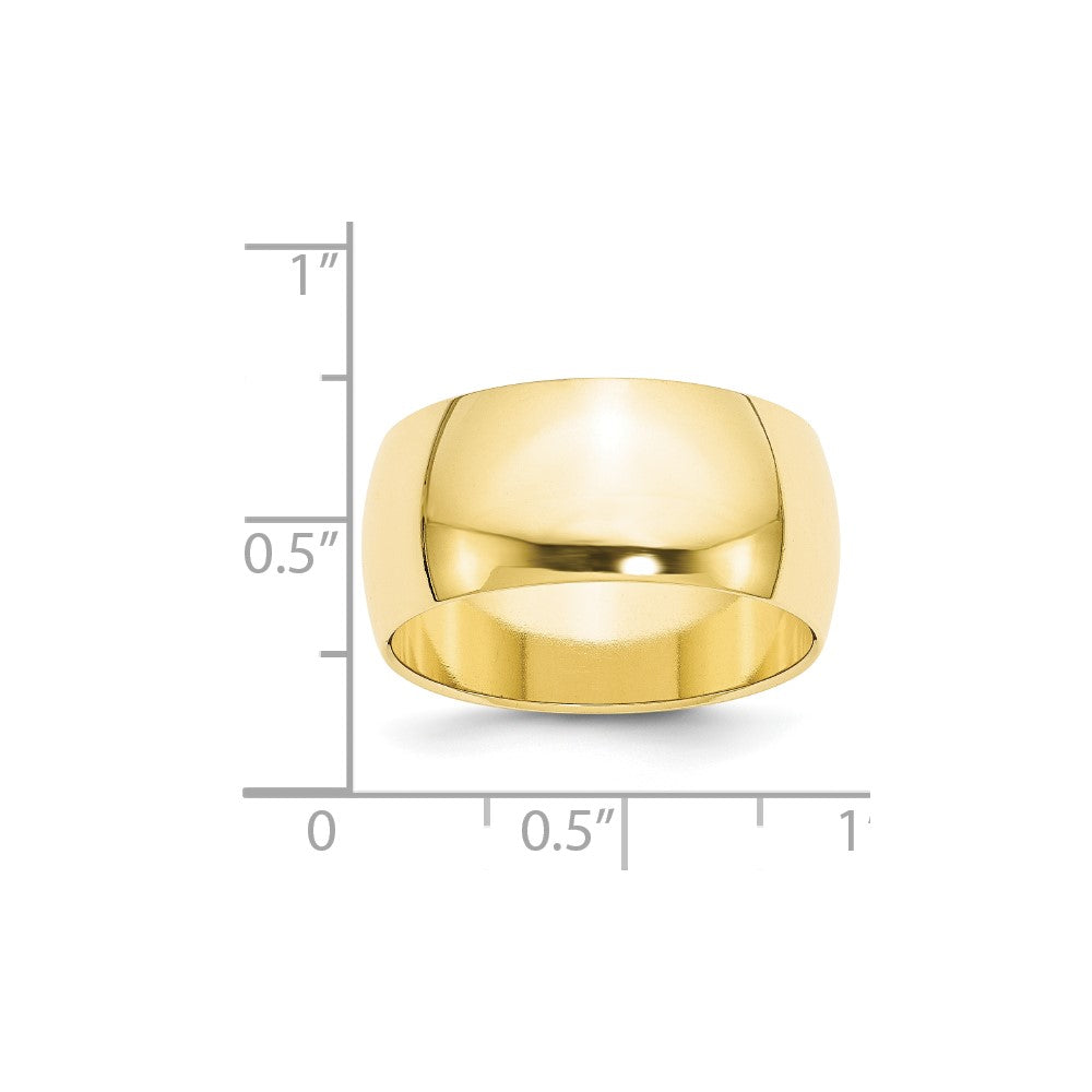 10k Yellow Gold 10mm Half Round Wedding Band Size 5