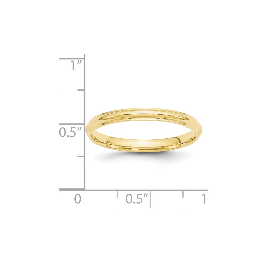 10k Yellow Gold 2.5mm Half Round with Edge Wedding Band Size 11.5