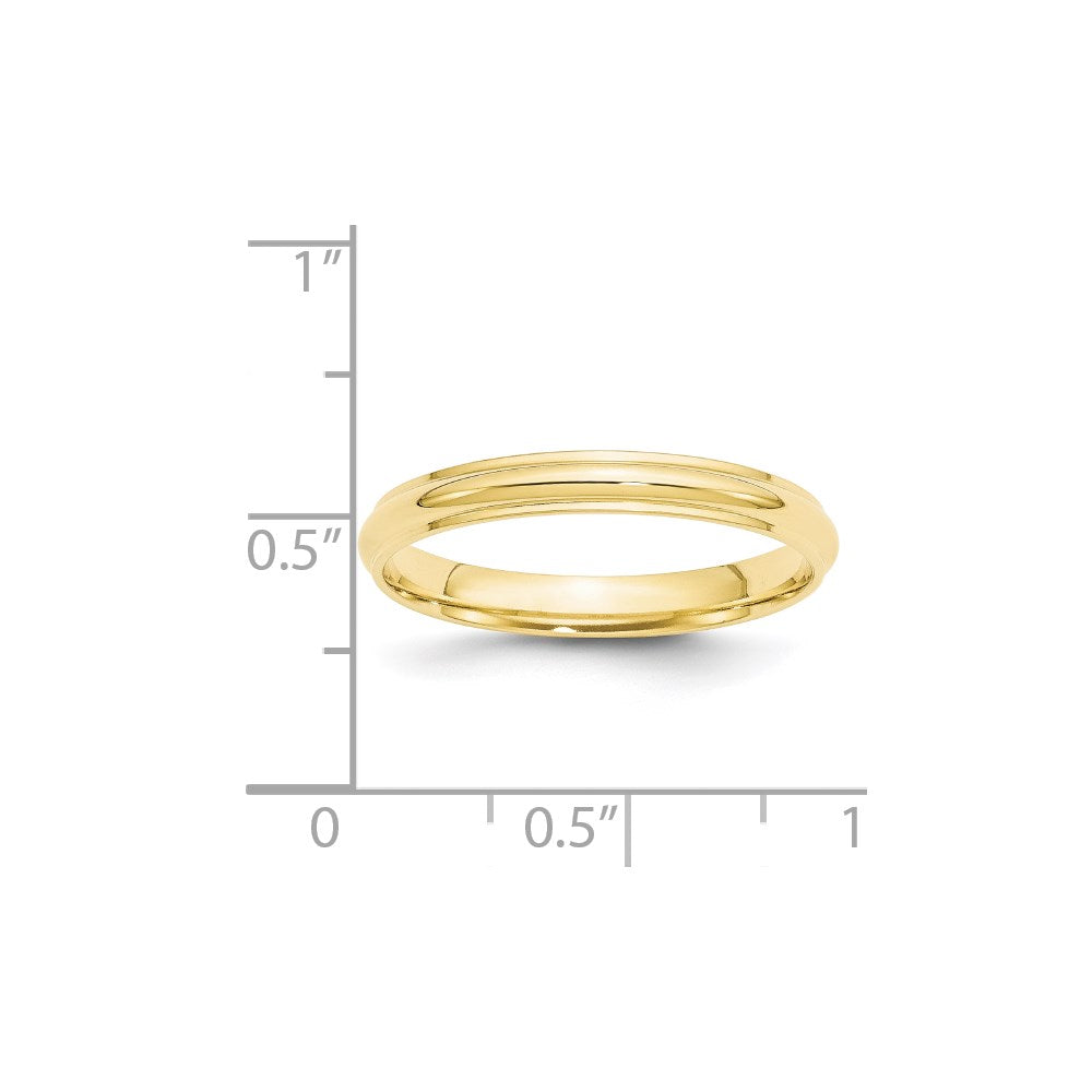 10k Yellow Gold 3mm Half Round with Edge Wedding Band Size 14