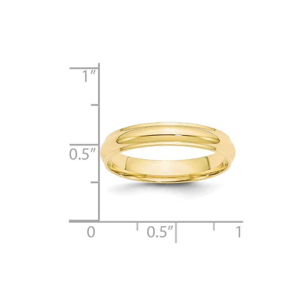 10k Yellow Gold 4mm Half Round with Edge Wedding Band Size 5