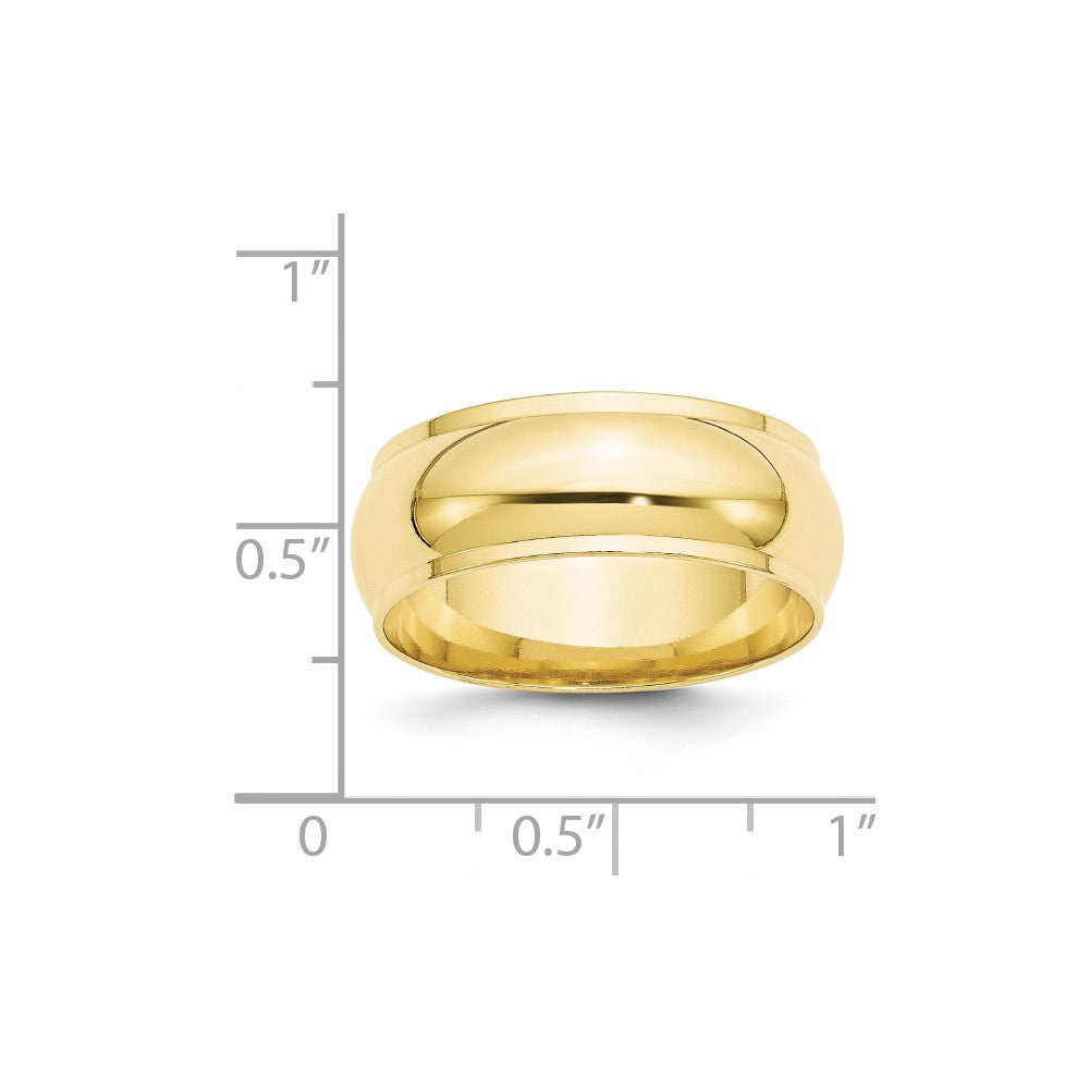 10k Yellow Gold 8mm Half Round with Edge Wedding Band Size 11