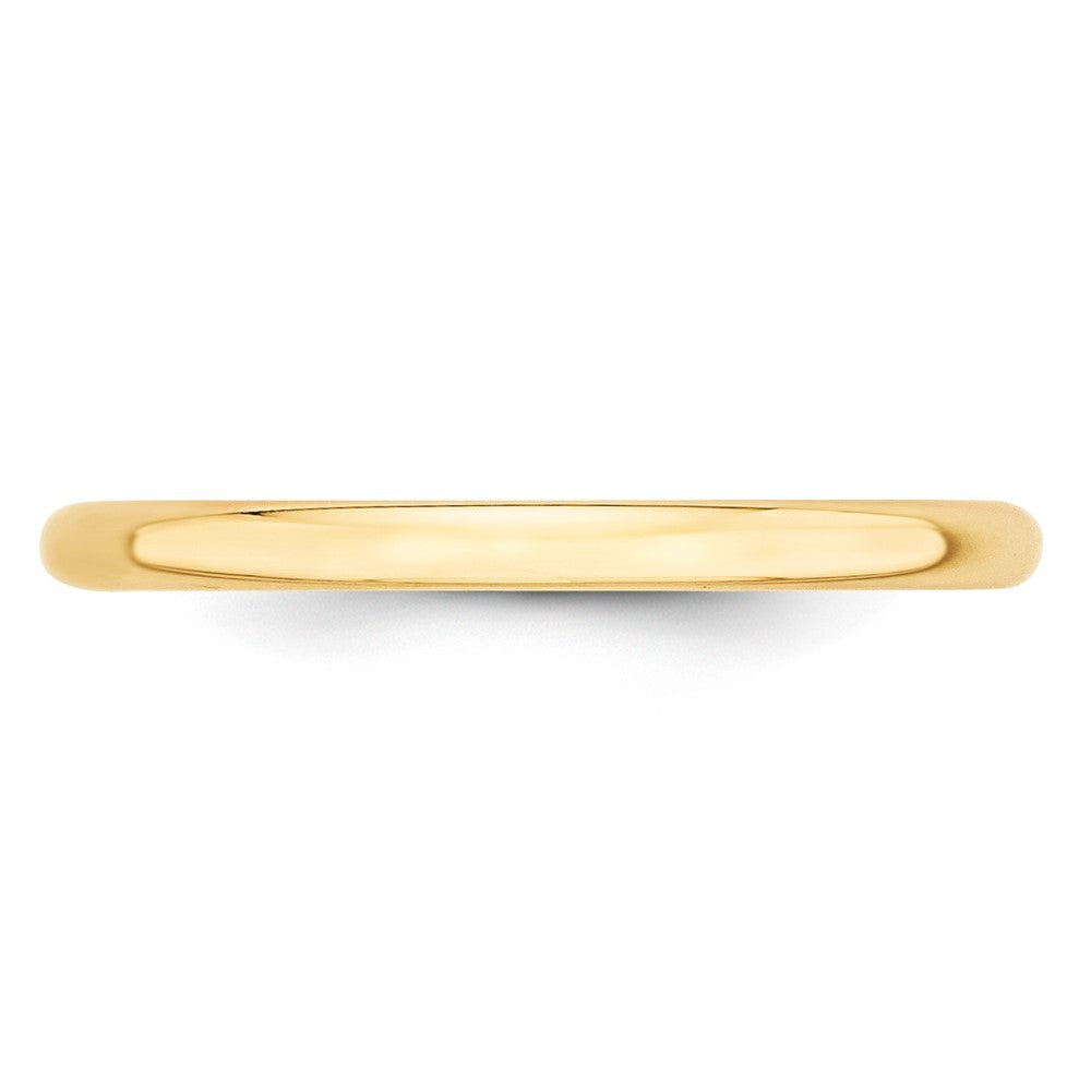 10k Yellow Gold 2mm Lightweight Half Round Wedding Band Size 10