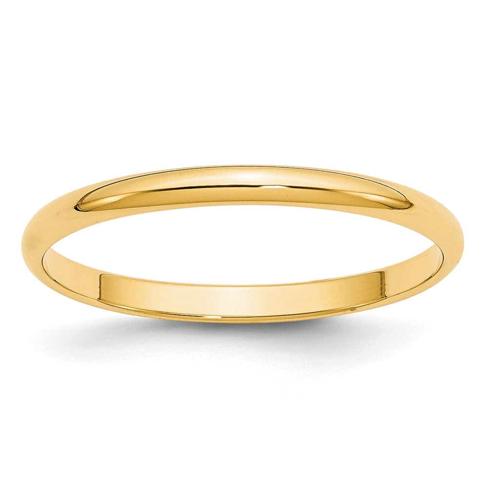 10k Yellow Gold 2mm Lightweight Half Round Wedding Band Size 10