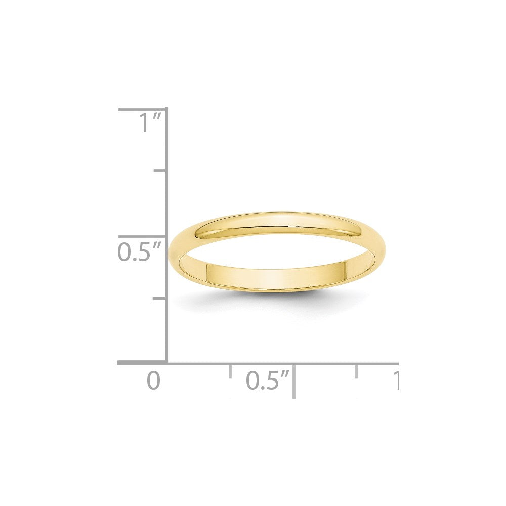 10k Yellow Gold 2.5mm Lightweight Half Round Wedding Band Size 8.5