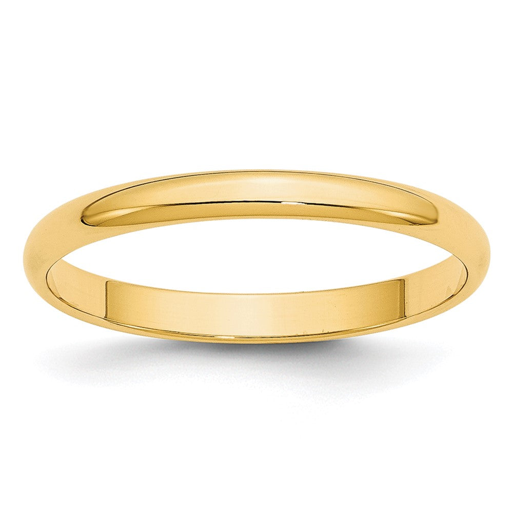 10k Yellow Gold 2.5mm Lightweight Half Round Wedding Band Size 8.5