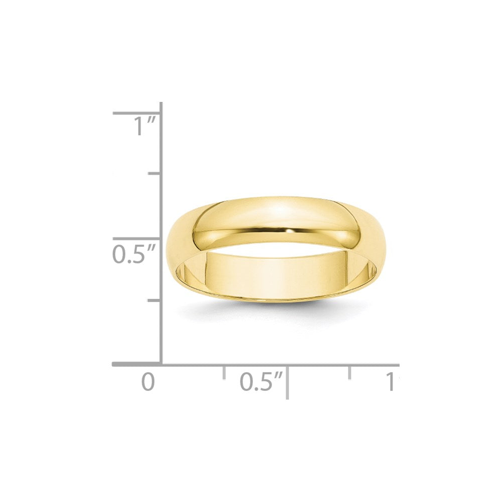 10k Yellow Gold 5mm Lightweight Half Round Wedding Band Size 10