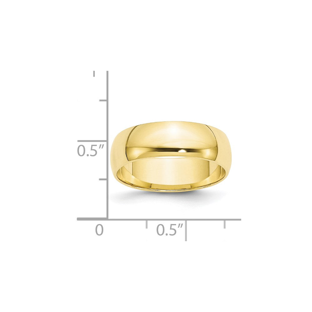 10k Yellow Gold 6mm Lightweight Half Round Wedding Band Size 11.5