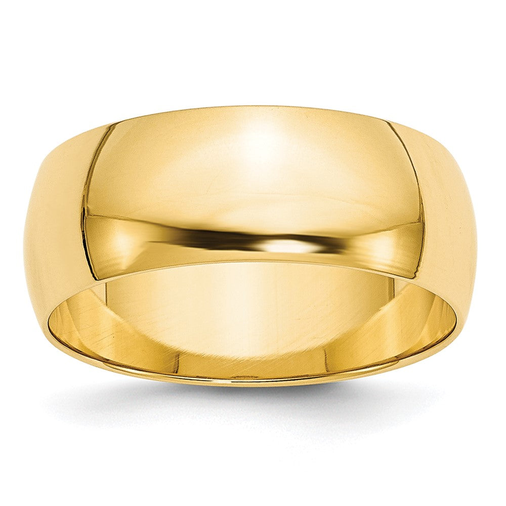 10k Yellow Gold 8mm Lightweight Half Round Wedding Band Size 5