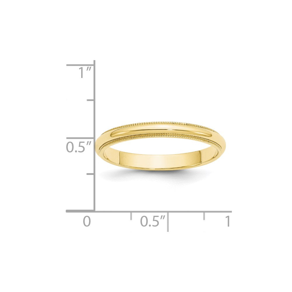 10k Yellow Gold 3mm Milgrain Half Round Wedding Band Size 4