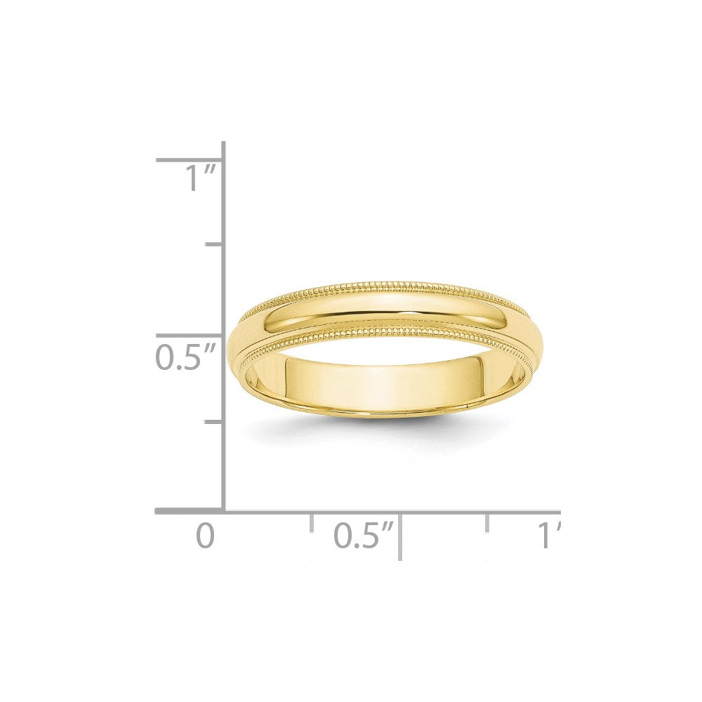 10k Yellow Gold 4mm Milgrain Half Round Wedding Band Size 6