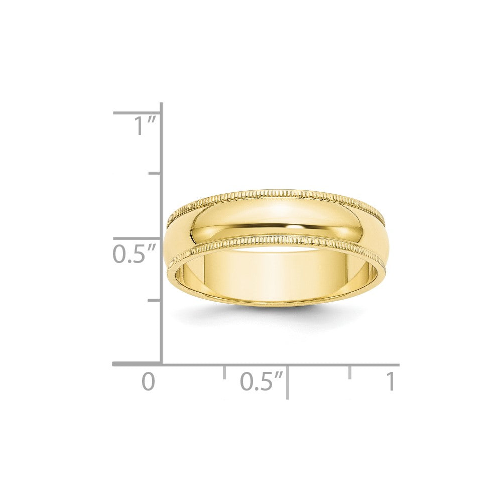 10k Yellow Gold 6mm Milgrain Half Round Wedding Band Size 6.5