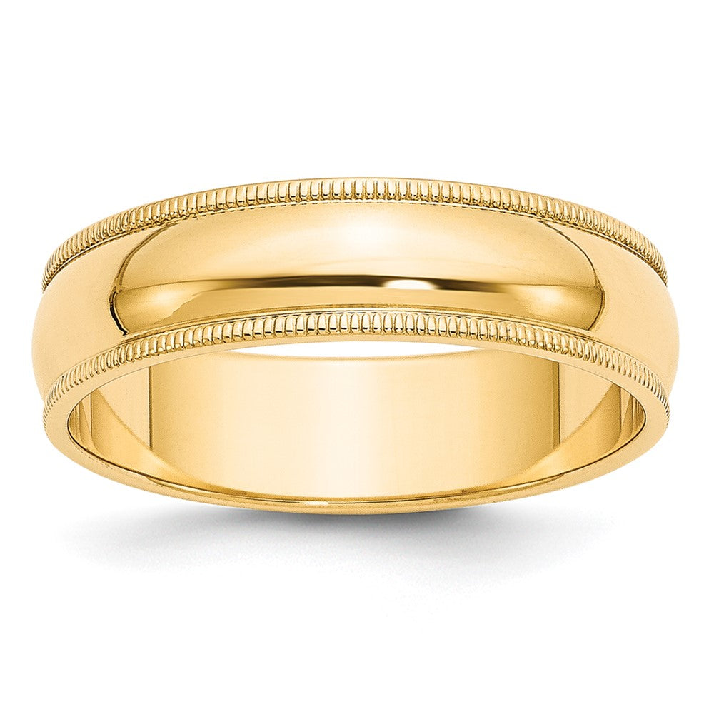 10k Yellow Gold 6mm Milgrain Half Round Wedding Band Size 6.5