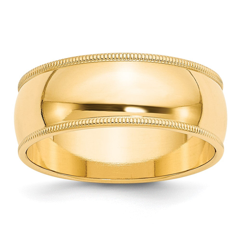 10k Yellow Gold 8mm Milgrain Half Round Wedding Band Size 6.5