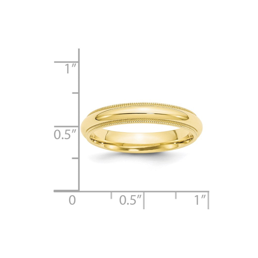 10k Yellow Gold 4mm Milgrain Half Round Comfort Fit Wedding Band Size 11.5