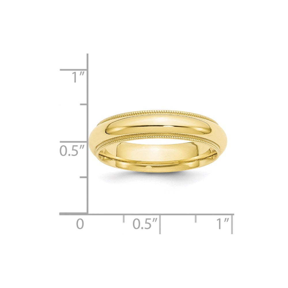 10k Yellow Gold 5mm Milgrain Half Round Comfort Fit Wedding Band Size 5