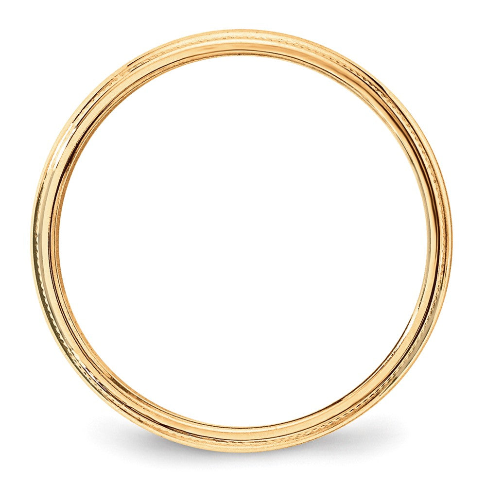 10k Yellow Gold 3mm Lightweight Milgrain Half Round Wedding Band Size 10