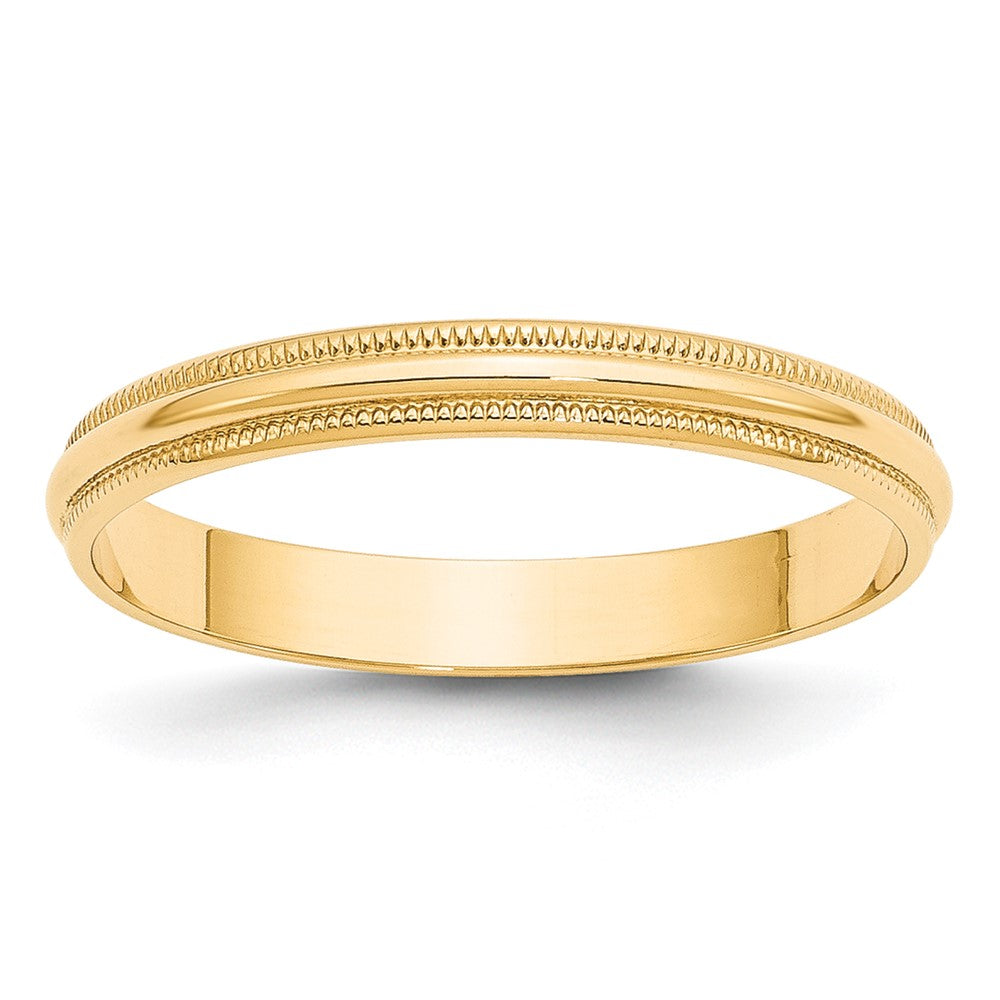 10k Yellow Gold 3mm Lightweight Milgrain Half Round Wedding Band Size 13.5