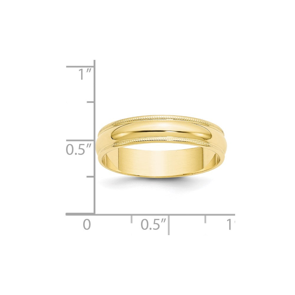 10k Yellow Gold 5mm Lightweight Milgrain Half Round Wedding Band Size 4.5