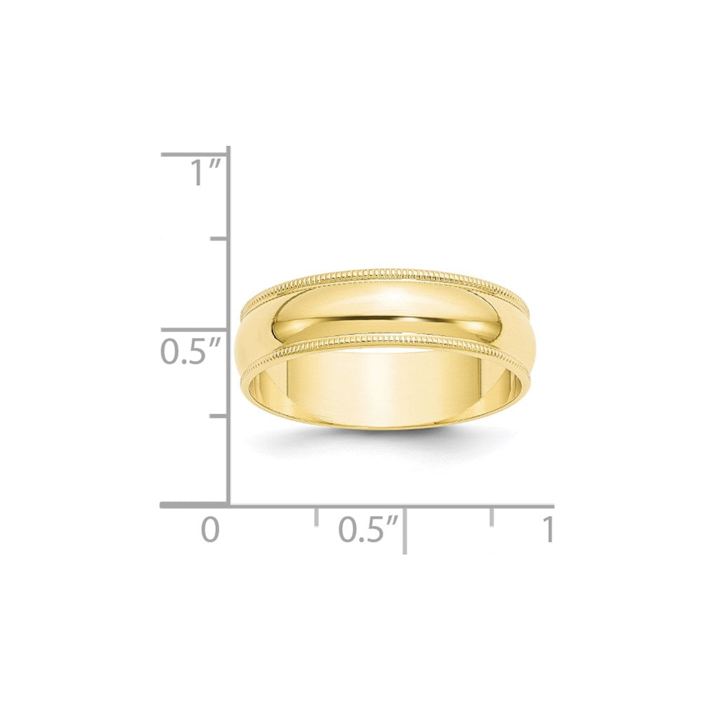 10k Yellow Gold 6mm Lightweight Milgrain Half Round Wedding Band Size 13