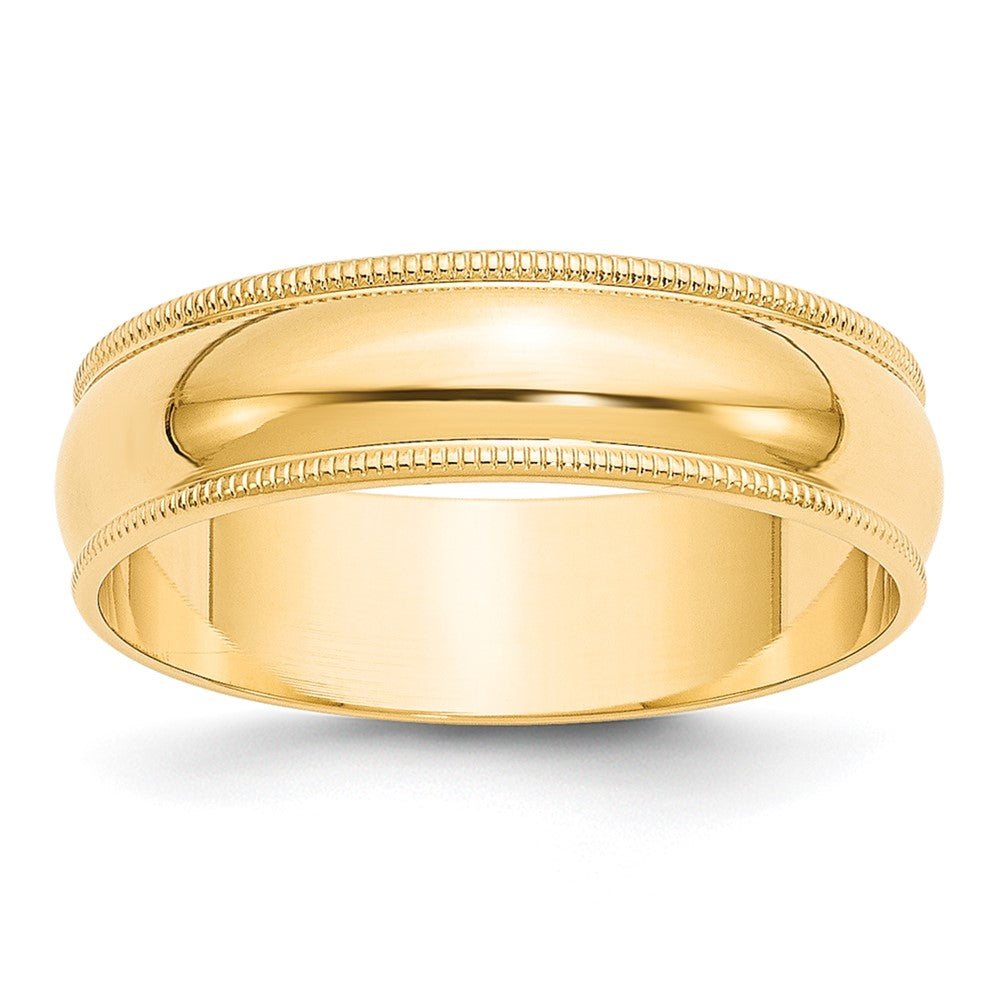 10k Yellow Gold 6mm Lightweight Milgrain Half Round Wedding Band Size 11