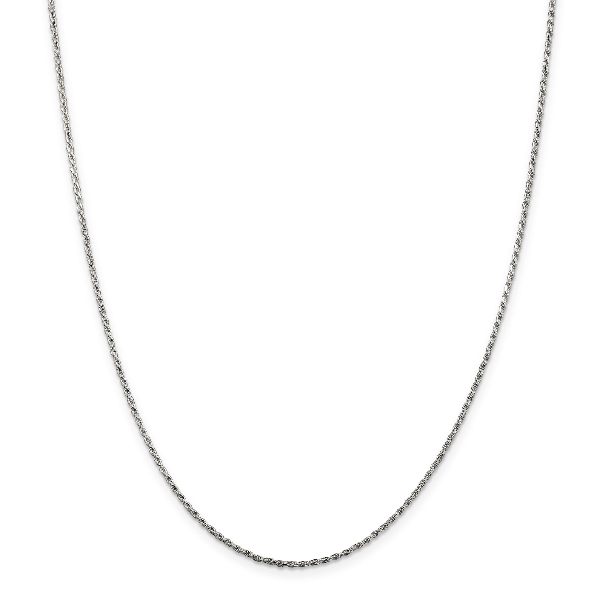 SS Rhodium Plated 1.5mm Diamond-cut Rope Chain QDC020R