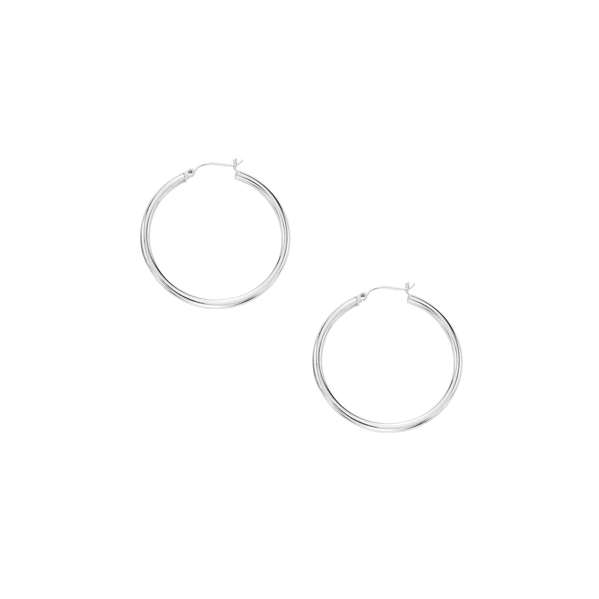 10K White Gold 2x30mm Hoop Earring