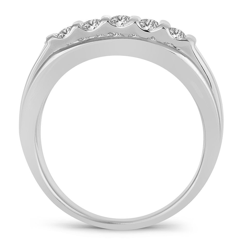 14K White Gold Elegant  1.00Ct Diamond Mens Ring