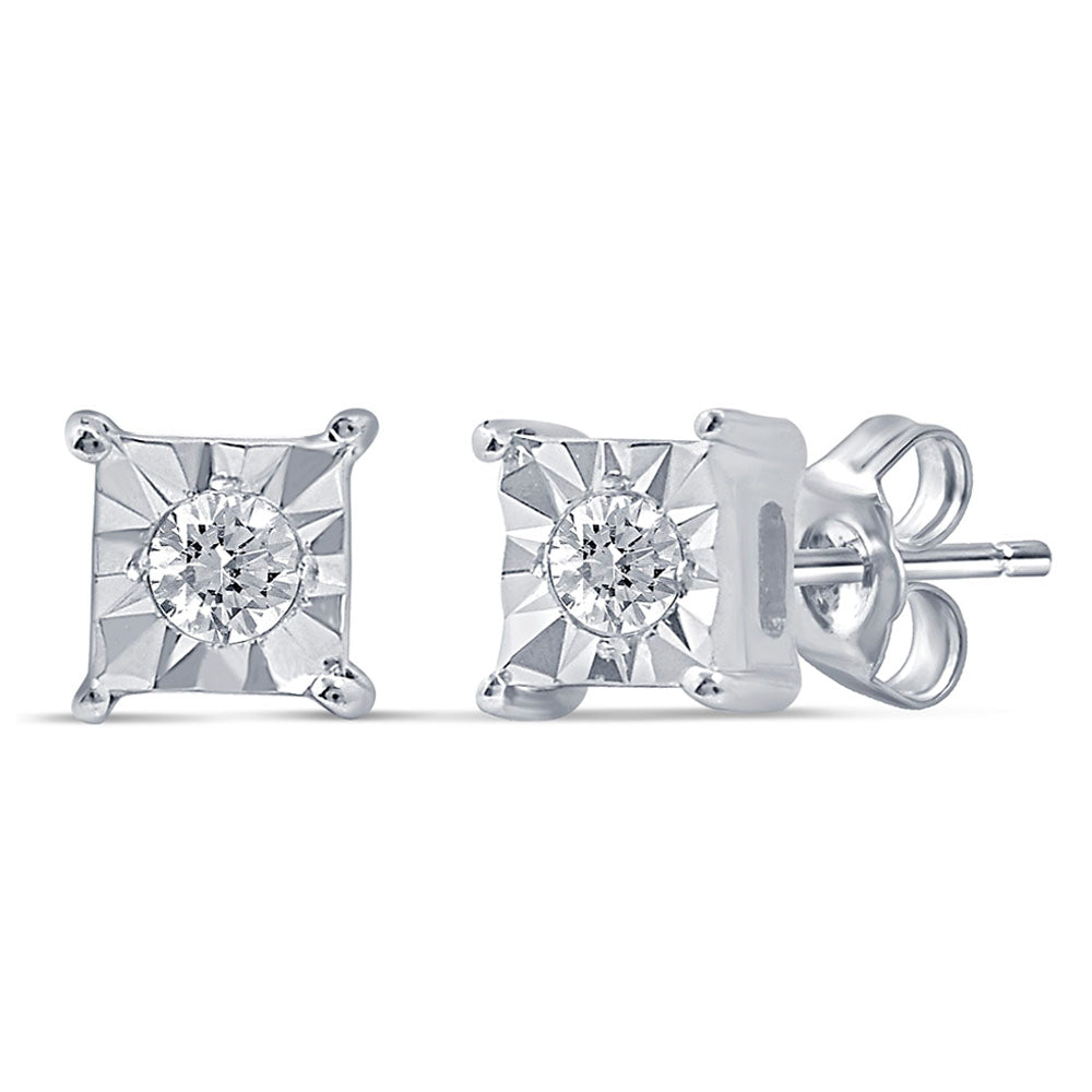 10K White Gold Exquisite  0.05Ct  Diamond  Earring