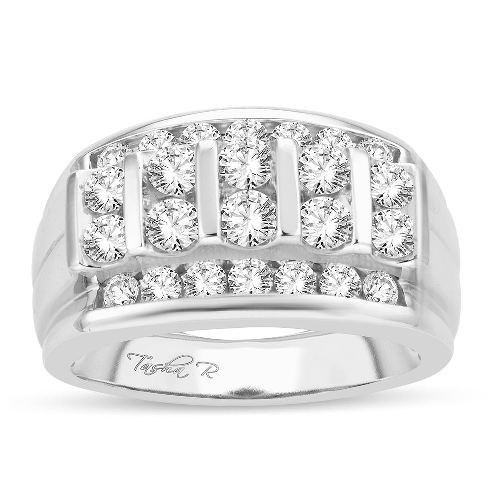 14K White Gold Elegant  2.00Ct  Diamond Mens Band