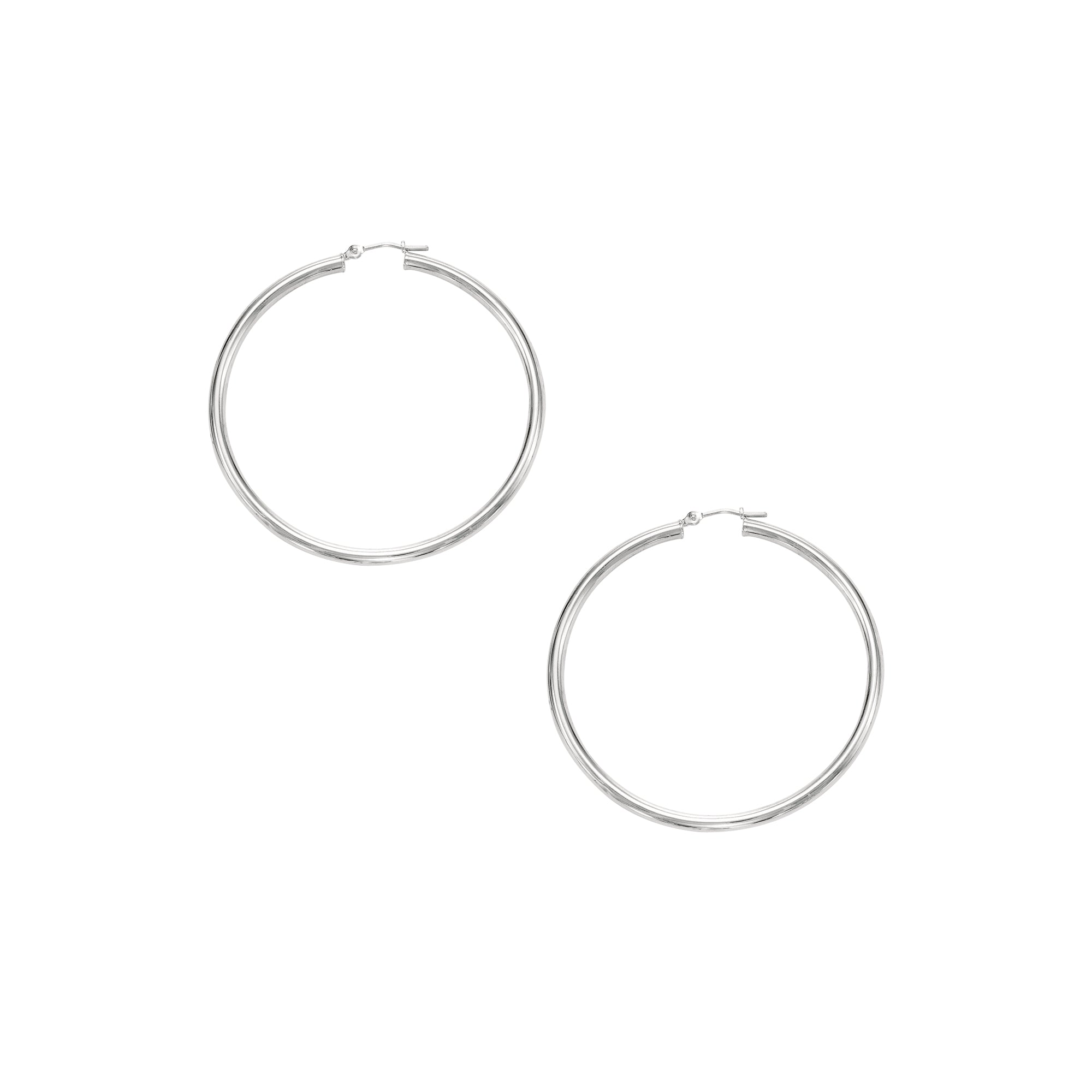 10K White Gold 2x40mm Hoop Earring