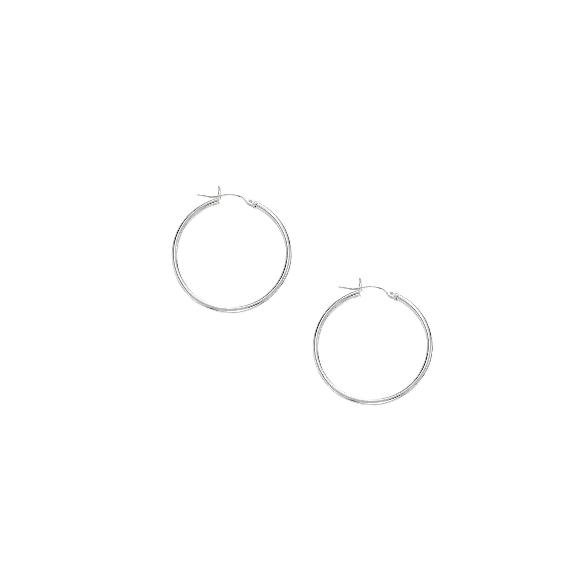 10K White Gold 1.5x25mm Hoop Earring