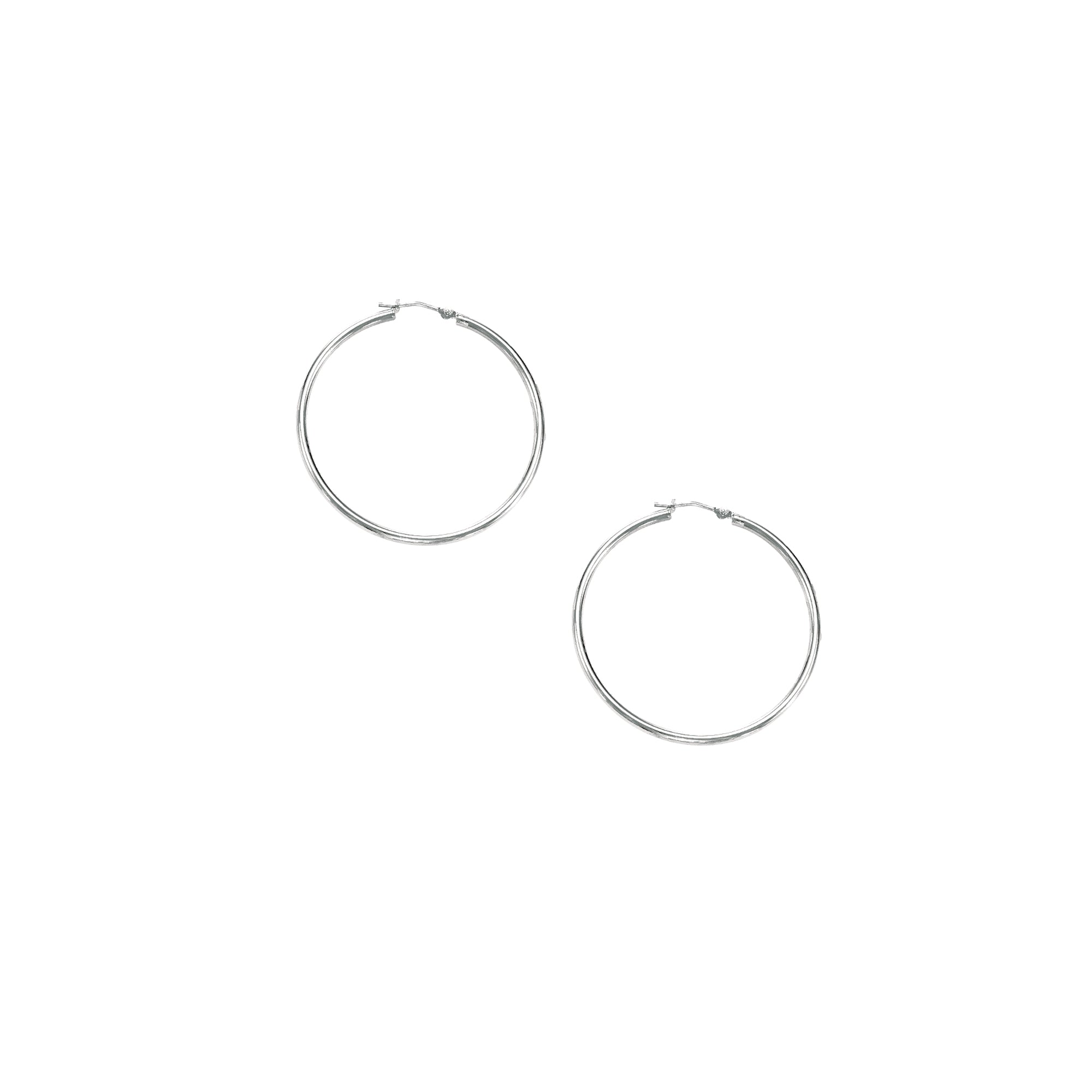 10K White Gold 1.5x30mm Hoop Earring