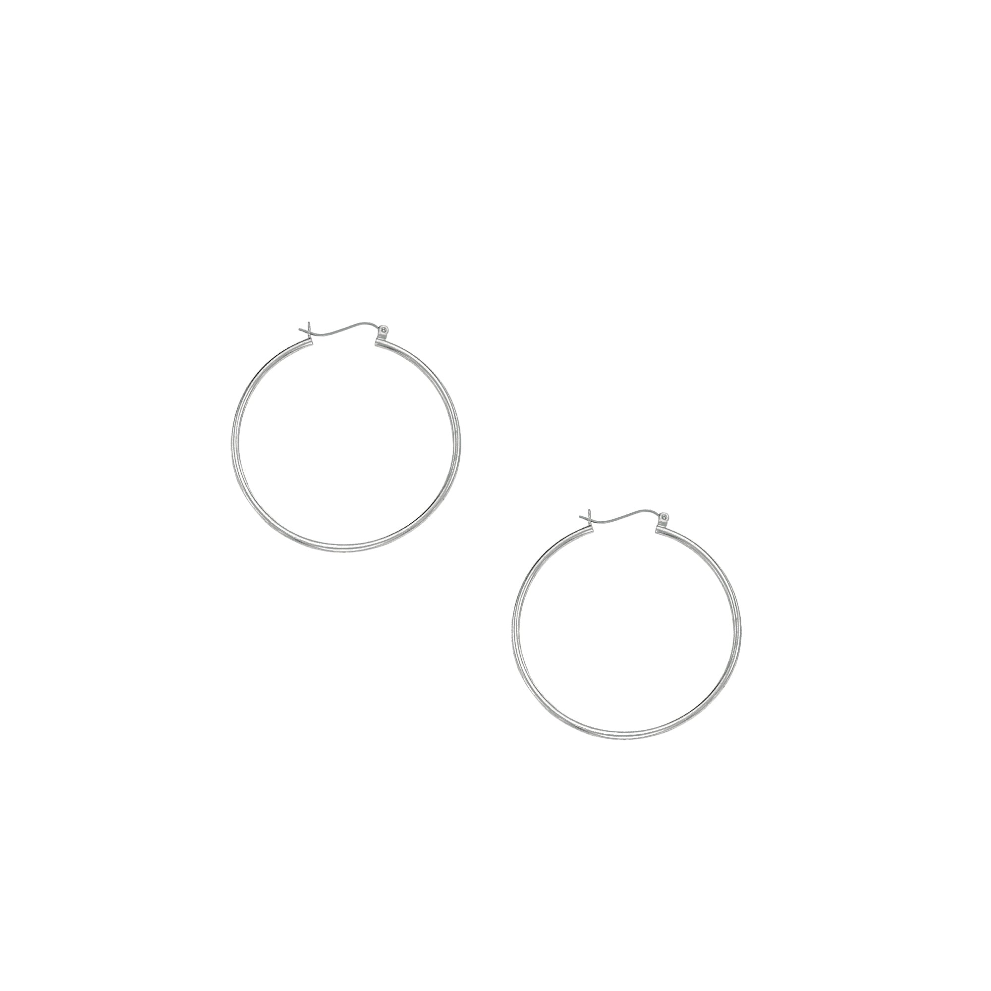 10K White Gold 1.5x40mm Hoop Earring