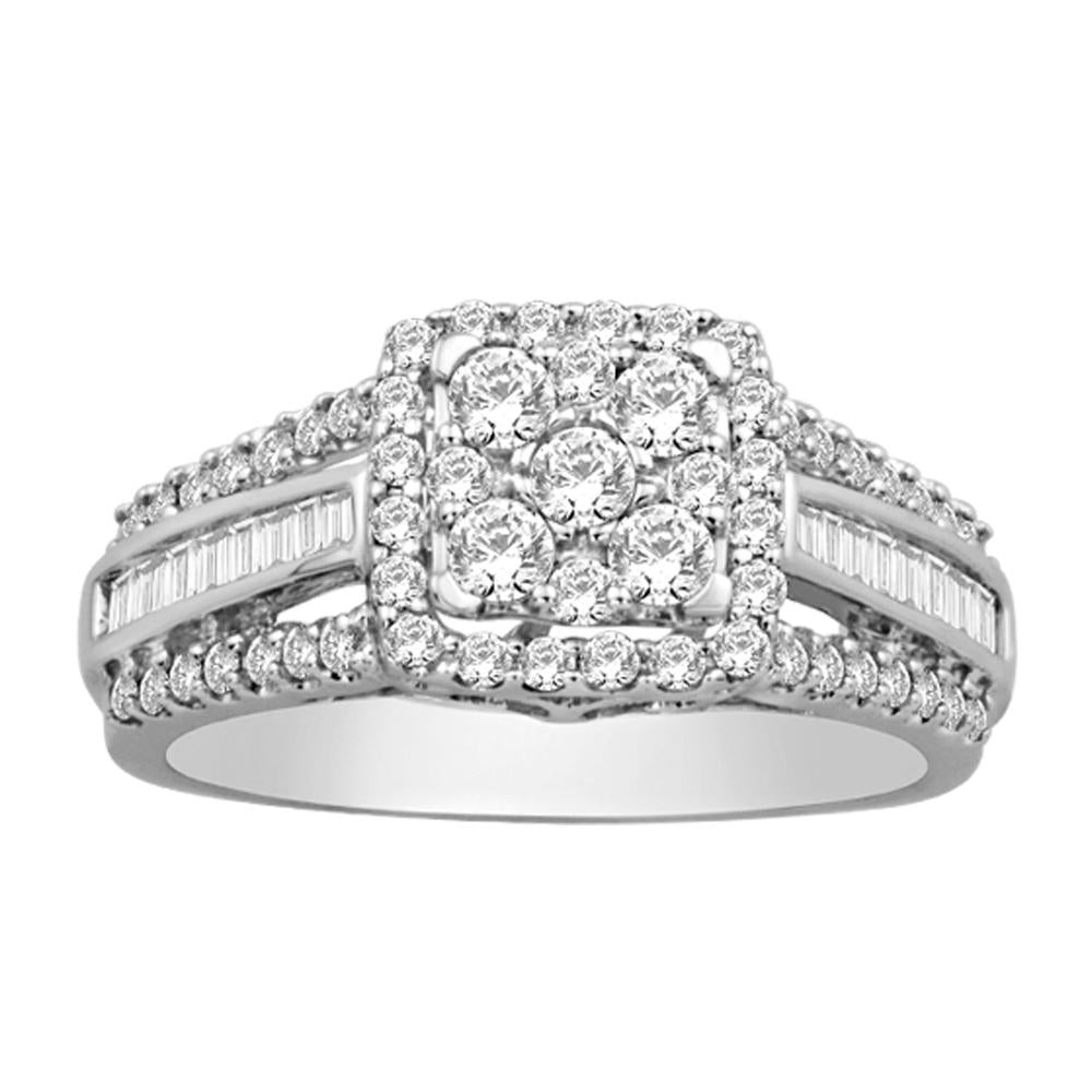 10K White Gold 1 Ct.Tw.Diamond Engagement Ring