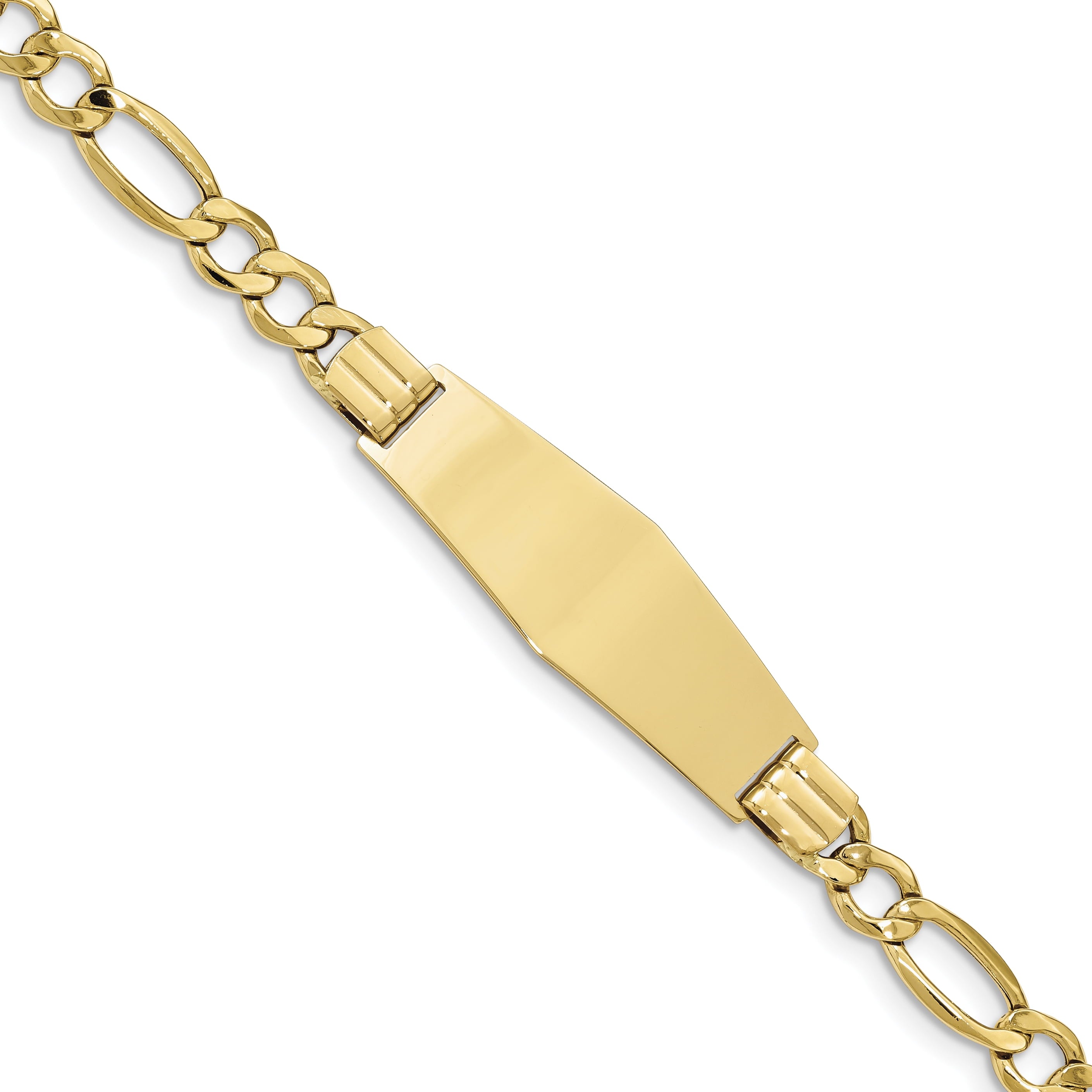 14k Polished Semi-Solid Soft Diamond Shape Figaro ID Bracelet