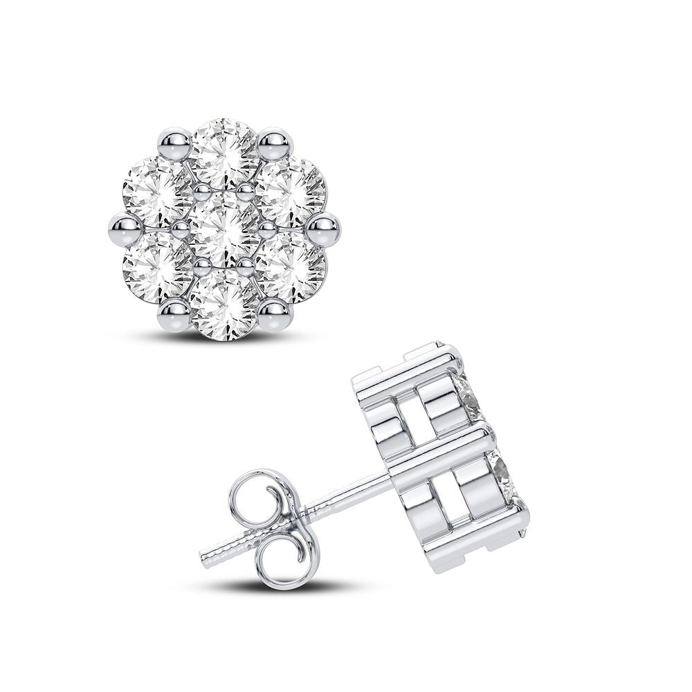 14K White Gold Dazzling 0.75Ct Diamond Earring