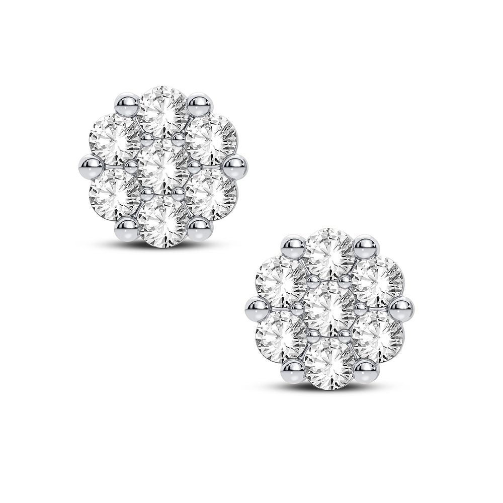 14K White Gold Dazzling 0.75Ct Diamond Earring