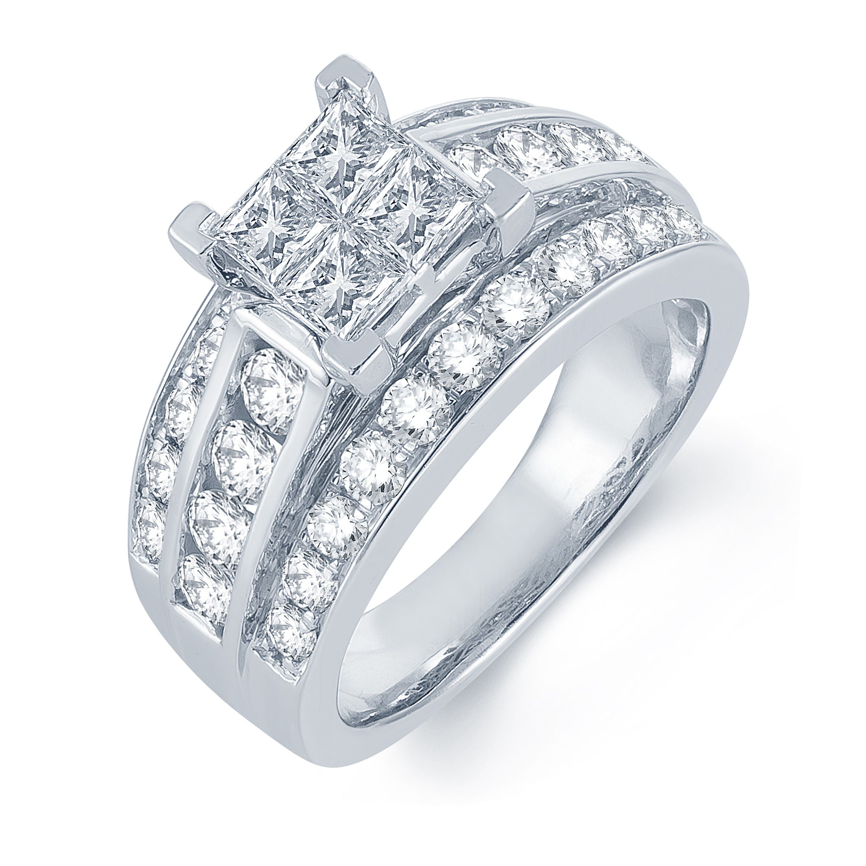 14K White Gold Exquisite  1.75Ct  Pr/Ct   Diamond  Ring.