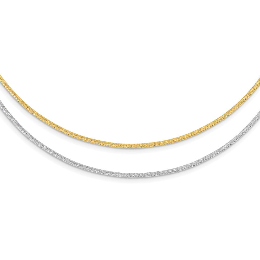 14K Two-tone D/C Reversible 2mm Adjustable Omega Necklace