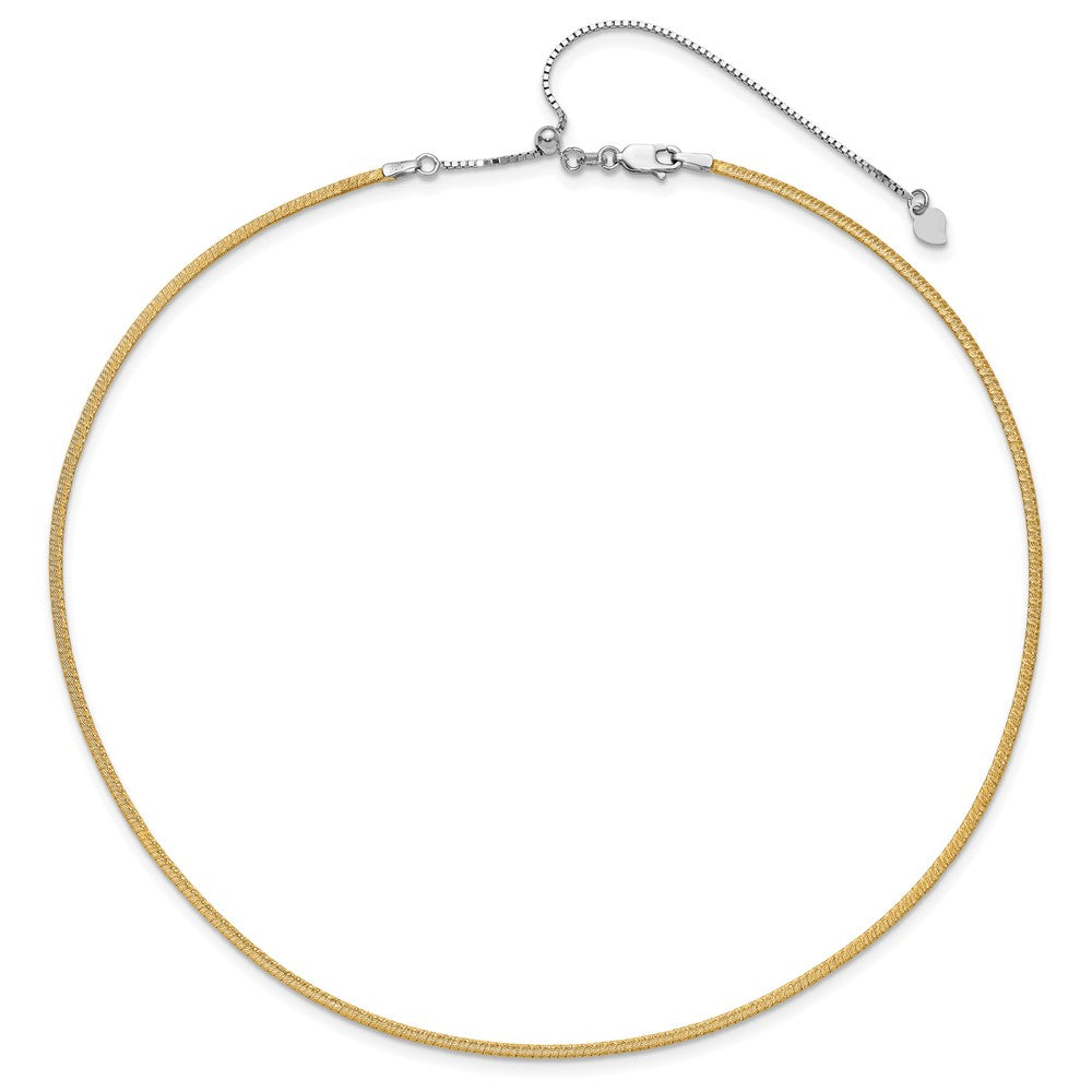 14K Two-tone D/C Reversible 2mm Adjustable Omega Necklace