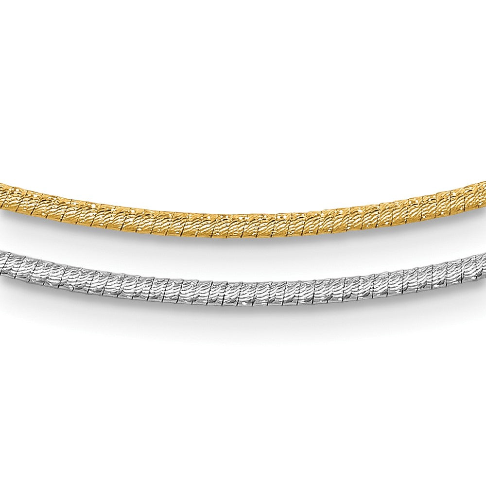 14K Two-tone D/C Reversible 2mm Adjustable Omega Necklace