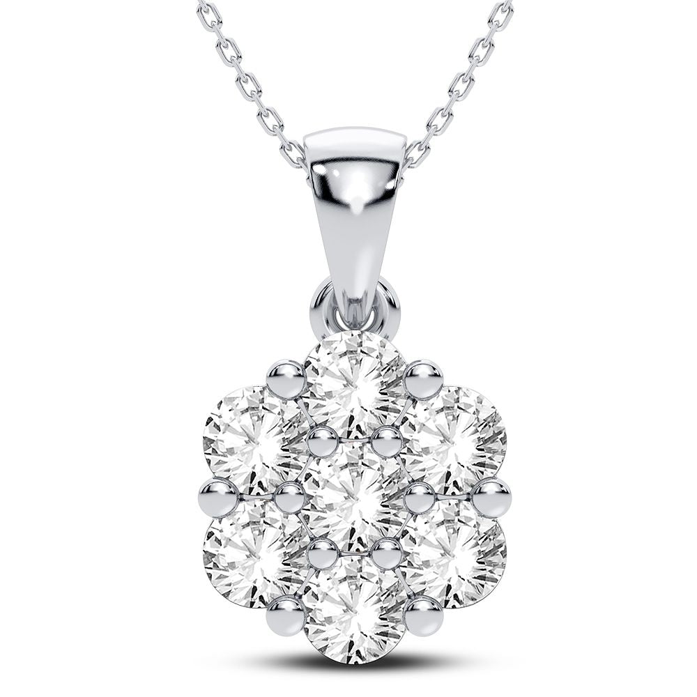 14K White Gold Elegant 0.75Ct Diamond Pendant